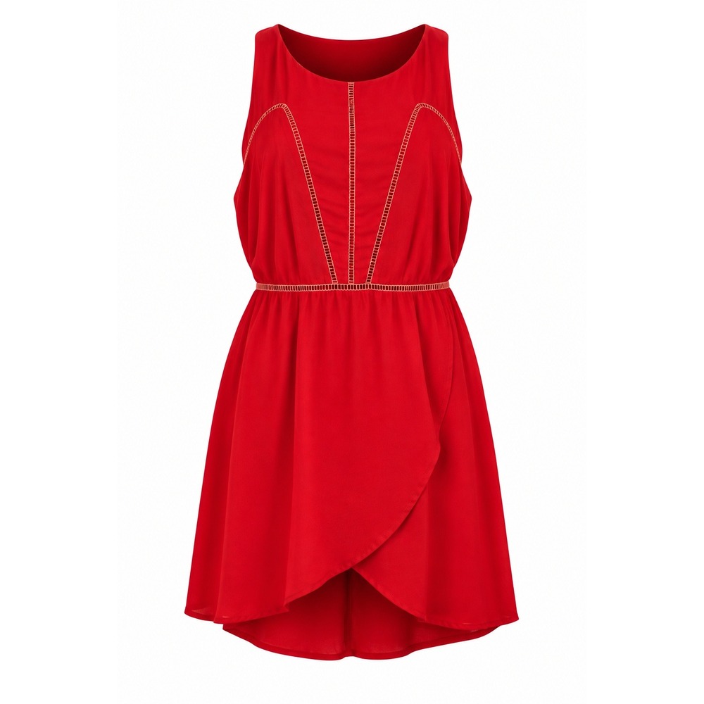Sienna Sky Cocktail Dress Women‎ Small Red Good Ladder Stitch Tulip Wrap Skirt